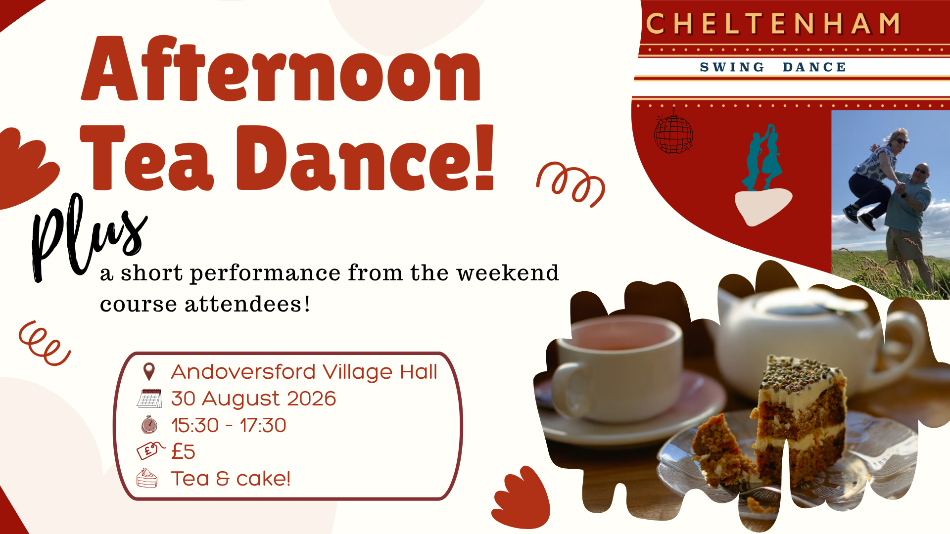30 Aug 2026: Tea Dance (with performance!) 30 Aug 2026: Tea Dance (with performance!)